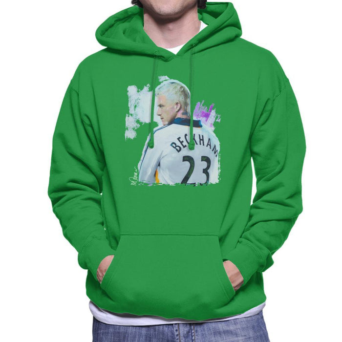 Sidney Maurer Original Portrait Of David Beckham Real Madrid Kit Mens Hooded Sweatshirt - Mens Hooded Sweatshirt