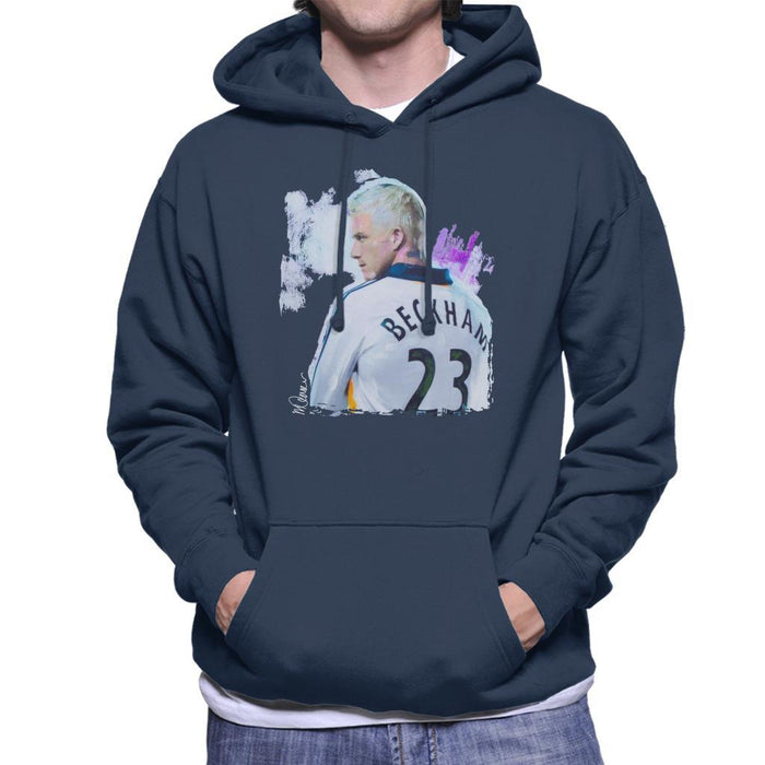 Sidney Maurer Original Portrait Of David Beckham Real Madrid Kit Mens Hooded Sweatshirt - Mens Hooded Sweatshirt