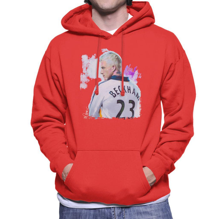 Sidney Maurer Original Portrait Of David Beckham Real Madrid Kit Mens Hooded Sweatshirt - Mens Hooded Sweatshirt