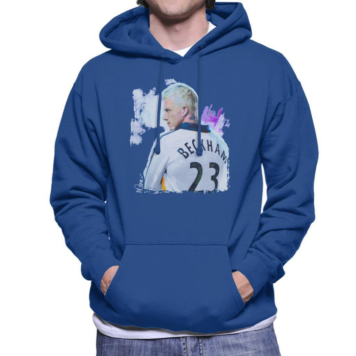 Sidney Maurer Original Portrait Of David Beckham Real Madrid Kit Mens Hooded Sweatshirt - Mens Hooded Sweatshirt