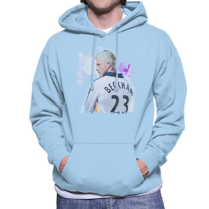 Sidney Maurer Original Portrait Of David Beckham Real Madrid Kit Mens Hooded Sweatshirt - Mens Hooded Sweatshirt