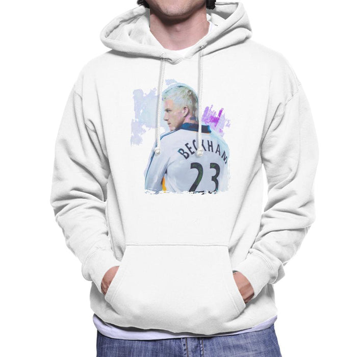 Sidney Maurer Original Portrait Of David Beckham Real Madrid Kit Mens Hooded Sweatshirt - Mens Hooded Sweatshirt