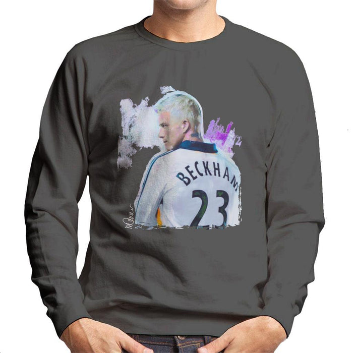 Sidney Maurer Original Portrait Of David Beckham Real Madrid Kit Mens Sweatshirt - Mens Sweatshirt