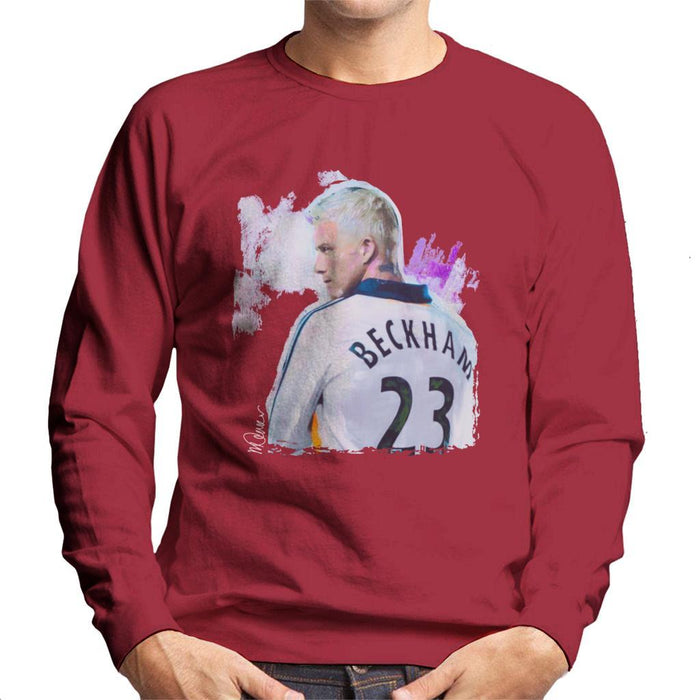 Sidney Maurer Original Portrait Of David Beckham Real Madrid Kit Mens Sweatshirt - Mens Sweatshirt