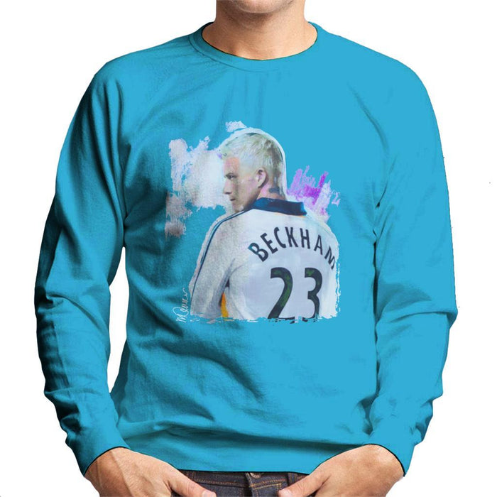 Sidney Maurer Original Portrait Of David Beckham Real Madrid Kit Mens Sweatshirt - Mens Sweatshirt