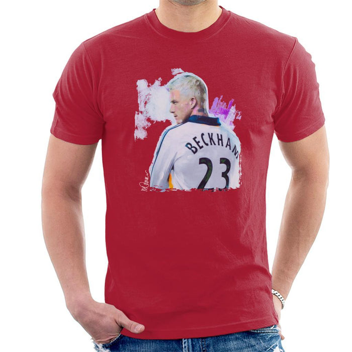 Sidney Maurer Original Portrait Of David Beckham Real Madrid Kit Mens T-Shirt - Mens T-Shirt