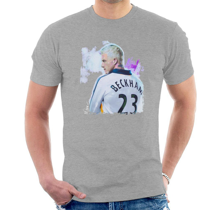 Sidney Maurer Original Portrait Of David Beckham Real Madrid Kit Mens T-Shirt - Mens T-Shirt
