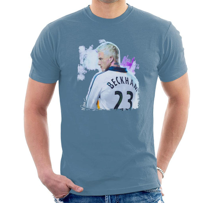 Sidney Maurer Original Portrait Of David Beckham Real Madrid Kit Mens T-Shirt - Mens T-Shirt