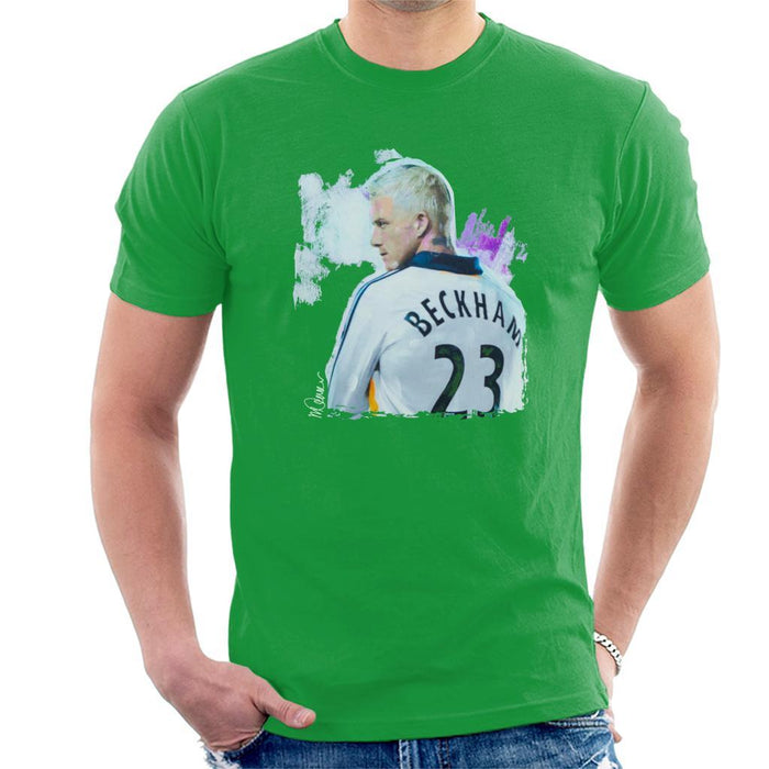 Sidney Maurer Original Portrait Of David Beckham Real Madrid Kit Mens T-Shirt - Mens T-Shirt