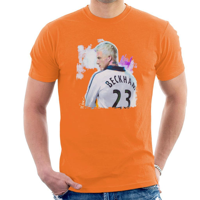 Sidney Maurer Original Portrait Of David Beckham Real Madrid Kit Mens T-Shirt - Mens T-Shirt