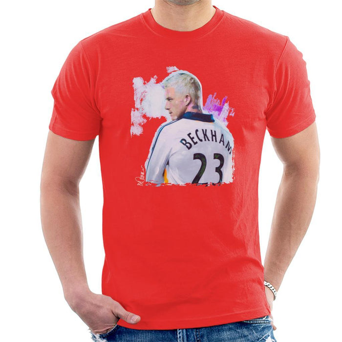 Sidney Maurer Original Portrait Of David Beckham Real Madrid Kit Mens T-Shirt - Mens T-Shirt