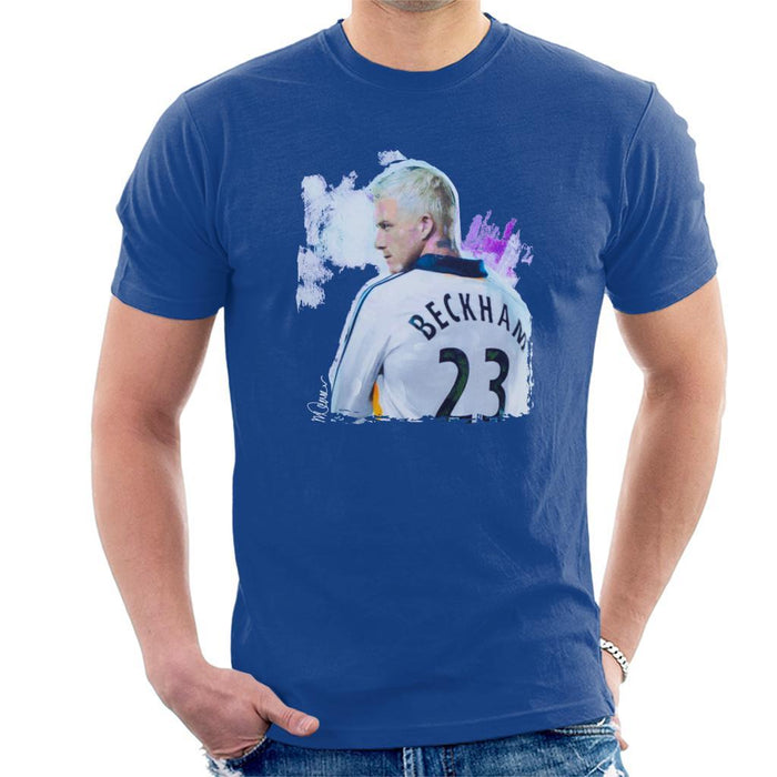 Sidney Maurer Original Portrait Of David Beckham Real Madrid Kit Mens T-Shirt - Mens T-Shirt