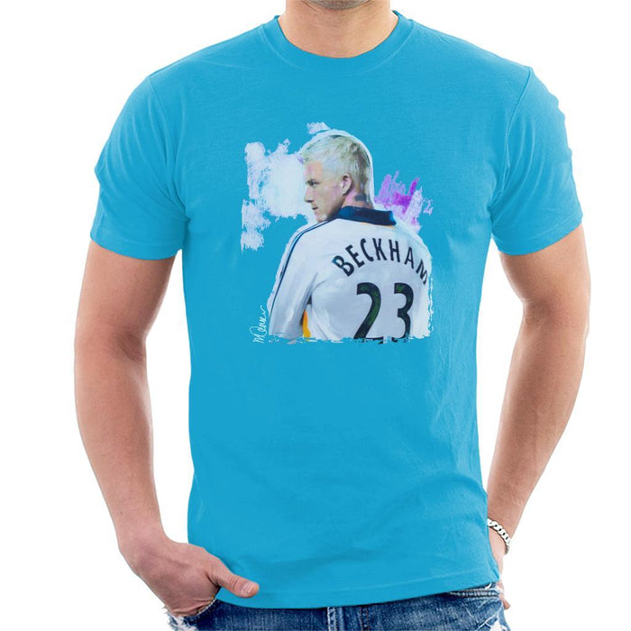 Sidney Maurer Original Portrait Of David Beckham Real Madrid Kit Mens T-Shirt - Mens T-Shirt