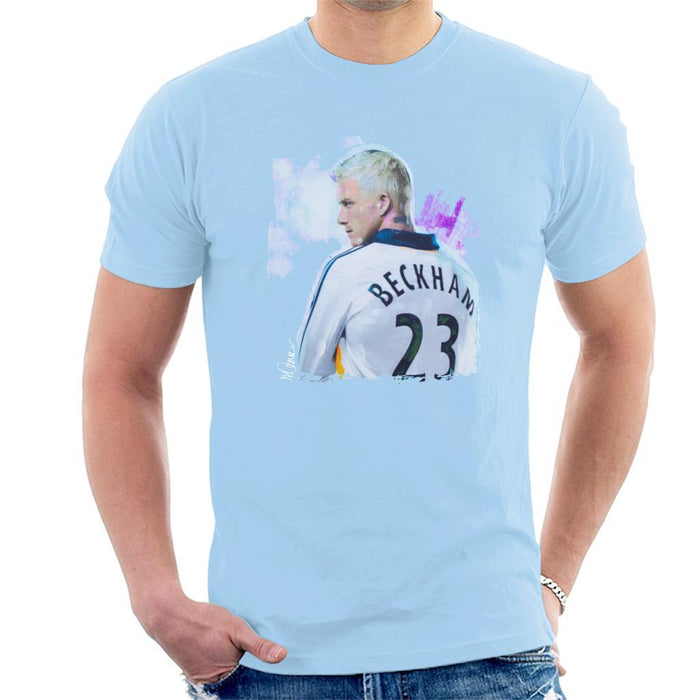 Sidney Maurer Original Portrait Of David Beckham Real Madrid Kit Mens T-Shirt - Mens T-Shirt