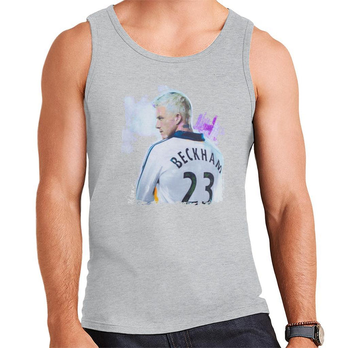 Sidney Maurer Original Portrait Of David Beckham Real Madrid Kit Mens Vest - Mens Vest