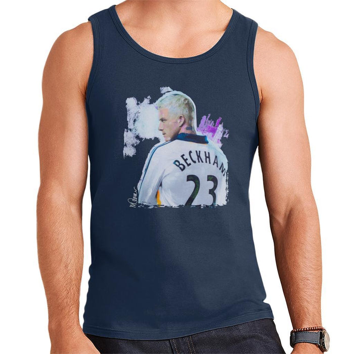 Sidney Maurer Original Portrait Of David Beckham Real Madrid Kit Mens Vest - Mens Vest