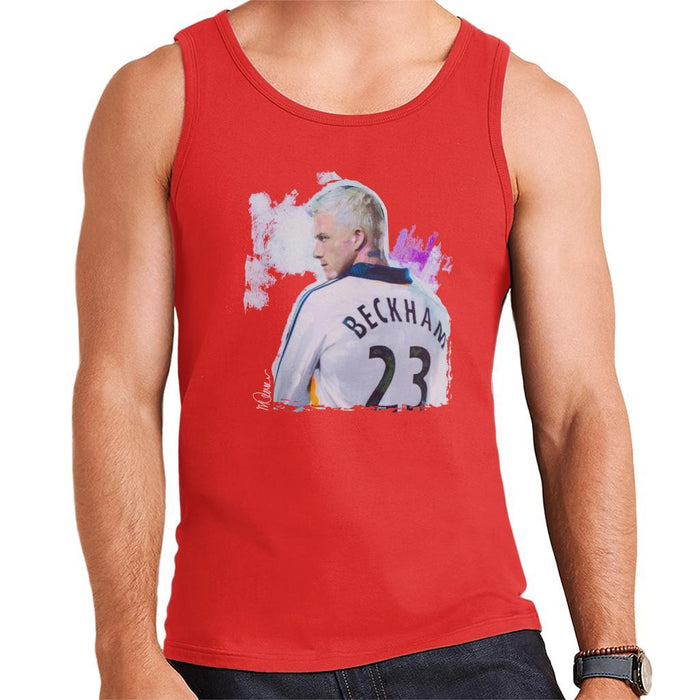 Sidney Maurer Original Portrait Of David Beckham Real Madrid Kit Mens Vest - Mens Vest