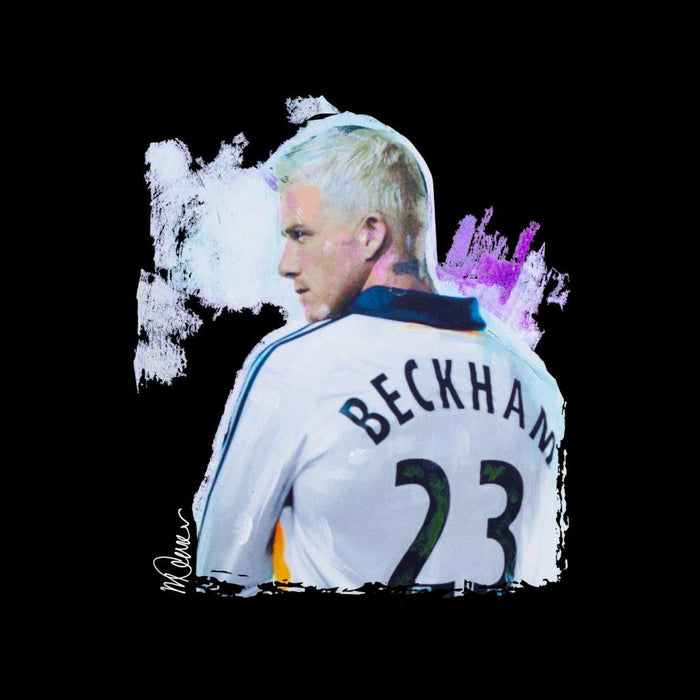 Sidney Maurer Original Portrait Of David Beckham Real Madrid Kit Mens Varsity Jacket - Mens Varsity Jacket