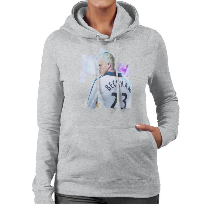 Sidney Maurer Original Portrait Of David Beckham Real Madrid Kit Womens Hooded Sweatshirt - Womens Hooded Sweatshirt