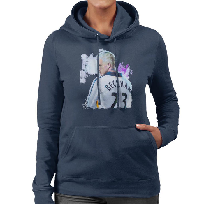 Sidney Maurer Original Portrait Of David Beckham Real Madrid Kit Womens Hooded Sweatshirt - Womens Hooded Sweatshirt
