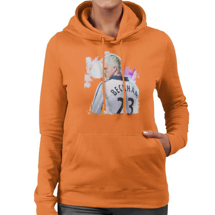Sidney Maurer Original Portrait Of David Beckham Real Madrid Kit Womens Hooded Sweatshirt - Womens Hooded Sweatshirt