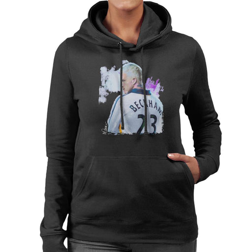 Sidney Maurer Original Portrait Of David Beckham Real Madrid Kit Womens Hooded Sweatshirt - Womens Hooded Sweatshirt