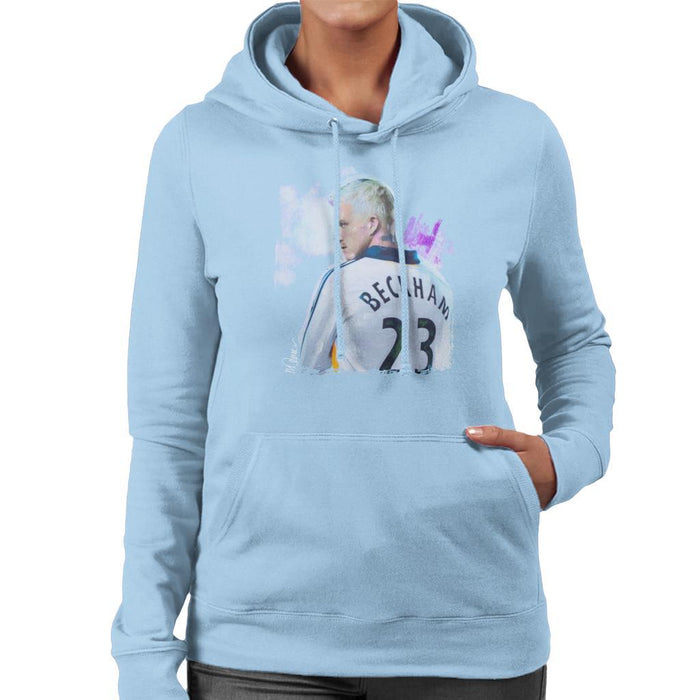 Sidney Maurer Original Portrait Of David Beckham Real Madrid Kit Womens Hooded Sweatshirt - Womens Hooded Sweatshirt