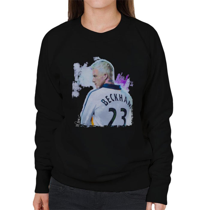 Sidney Maurer Original Portrait Of David Beckham Real Madrid Kit Womens Sweatshirt - Womens Sweatshirt