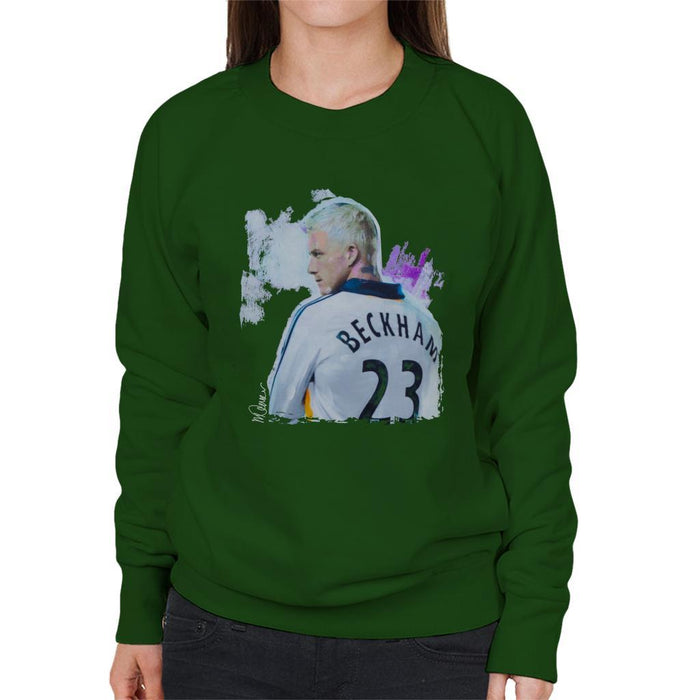 Sidney Maurer Original Portrait Of David Beckham Real Madrid Kit Womens Sweatshirt - Womens Sweatshirt