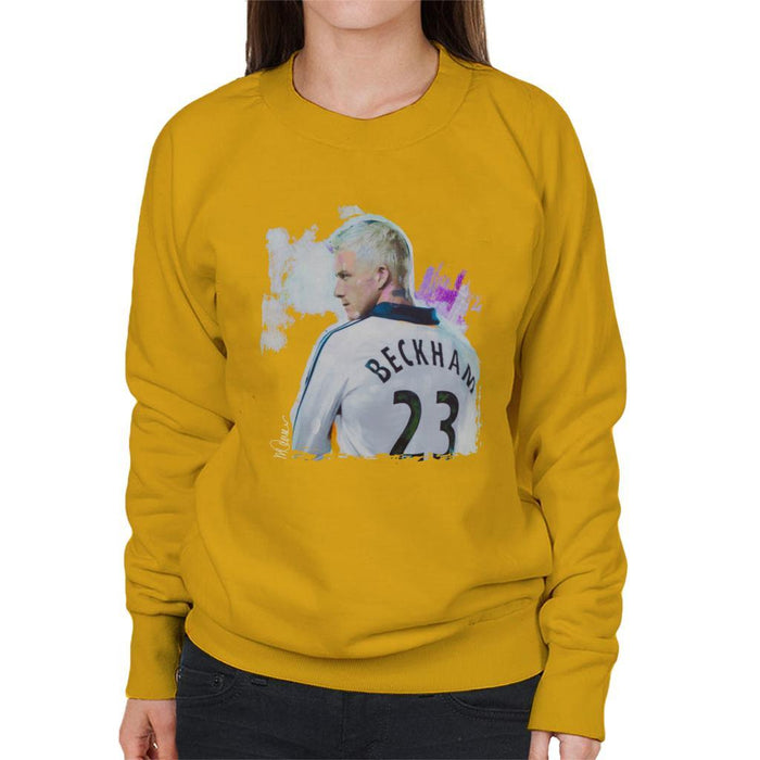 Sidney Maurer Original Portrait Of David Beckham Real Madrid Kit Womens Sweatshirt - Womens Sweatshirt