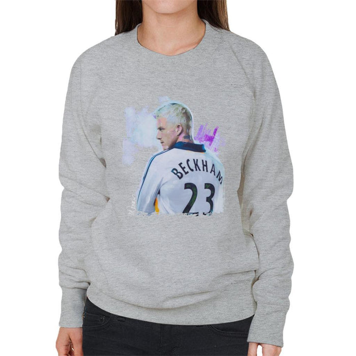 Sidney Maurer Original Portrait Of David Beckham Real Madrid Kit Womens Sweatshirt - Womens Sweatshirt