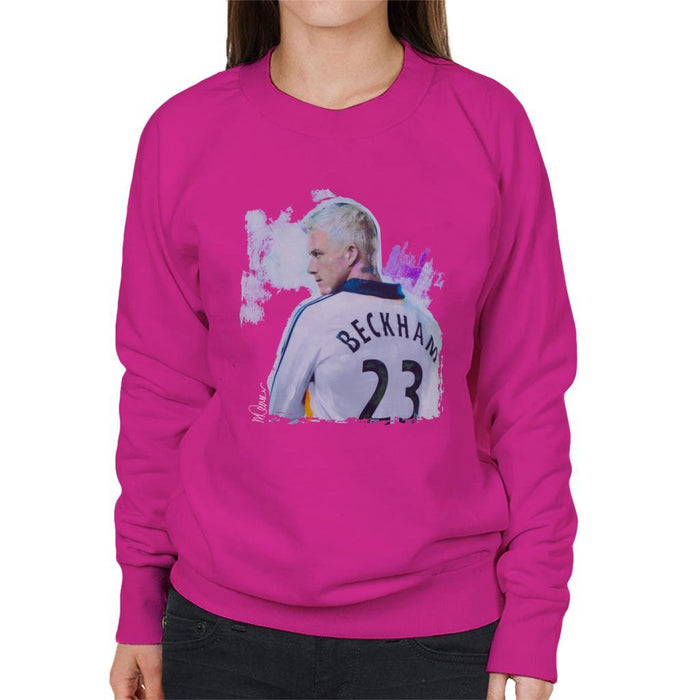 Sidney Maurer Original Portrait Of David Beckham Real Madrid Kit Womens Sweatshirt - Womens Sweatshirt