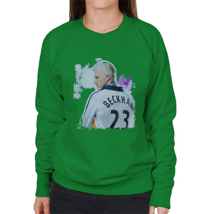 Sidney Maurer Original Portrait Of David Beckham Real Madrid Kit Womens Sweatshirt - Womens Sweatshirt
