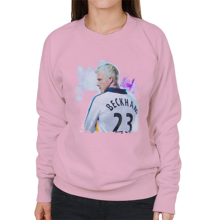 Sidney Maurer Original Portrait Of David Beckham Real Madrid Kit Womens Sweatshirt - Womens Sweatshirt