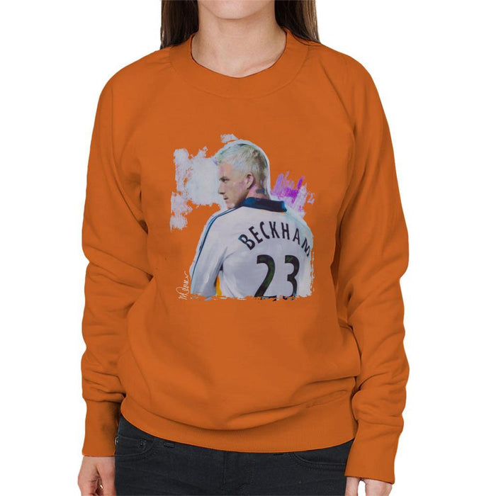 Sidney Maurer Original Portrait Of David Beckham Real Madrid Kit Womens Sweatshirt - Womens Sweatshirt