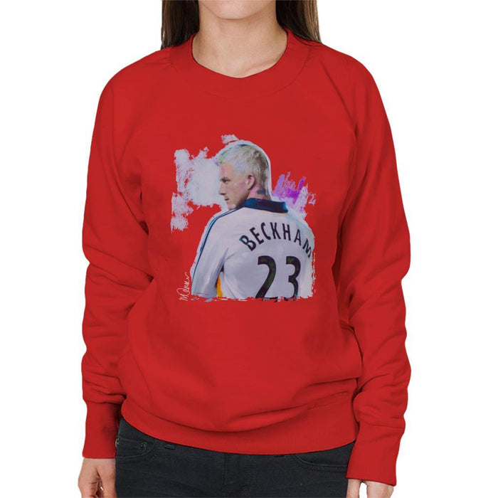 Sidney Maurer Original Portrait Of David Beckham Real Madrid Kit Womens Sweatshirt - Womens Sweatshirt