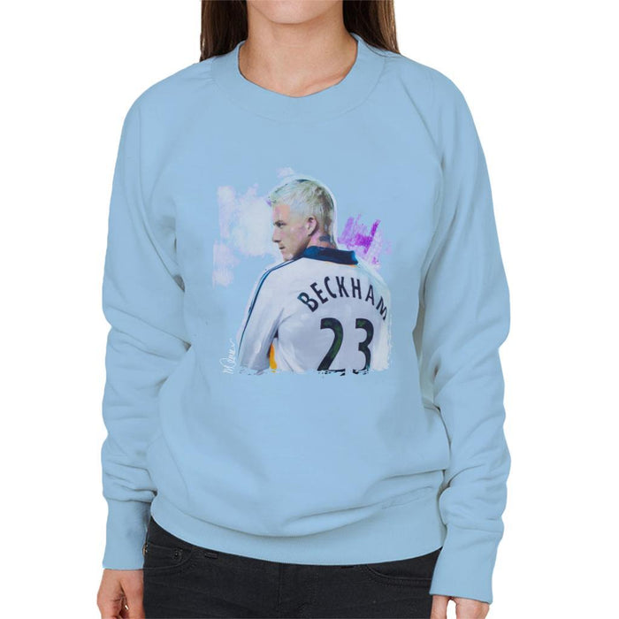 Sidney Maurer Original Portrait Of David Beckham Real Madrid Kit Womens Sweatshirt - Womens Sweatshirt