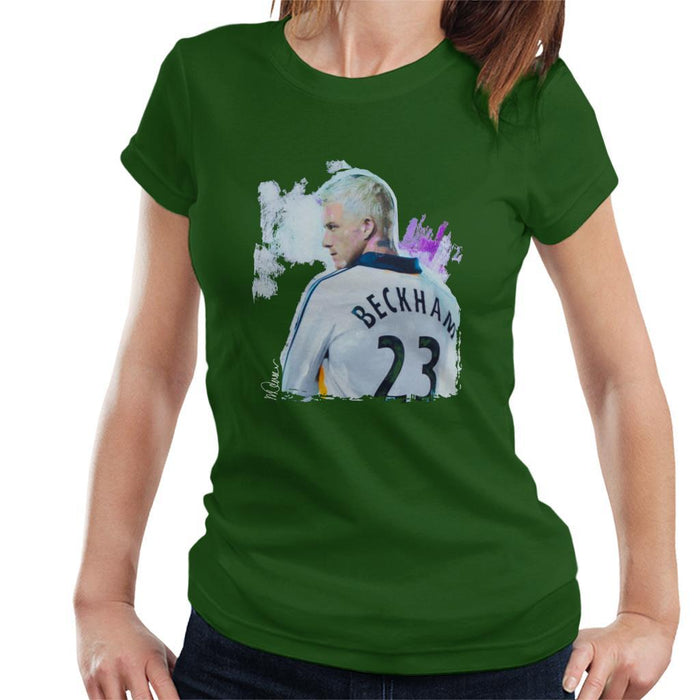 Sidney Maurer Original Portrait Of David Beckham Real Madrid Kit Womens T-Shirt - Womens T-Shirt