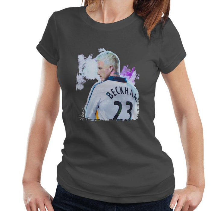Sidney Maurer Original Portrait Of David Beckham Real Madrid Kit Womens T-Shirt - Womens T-Shirt