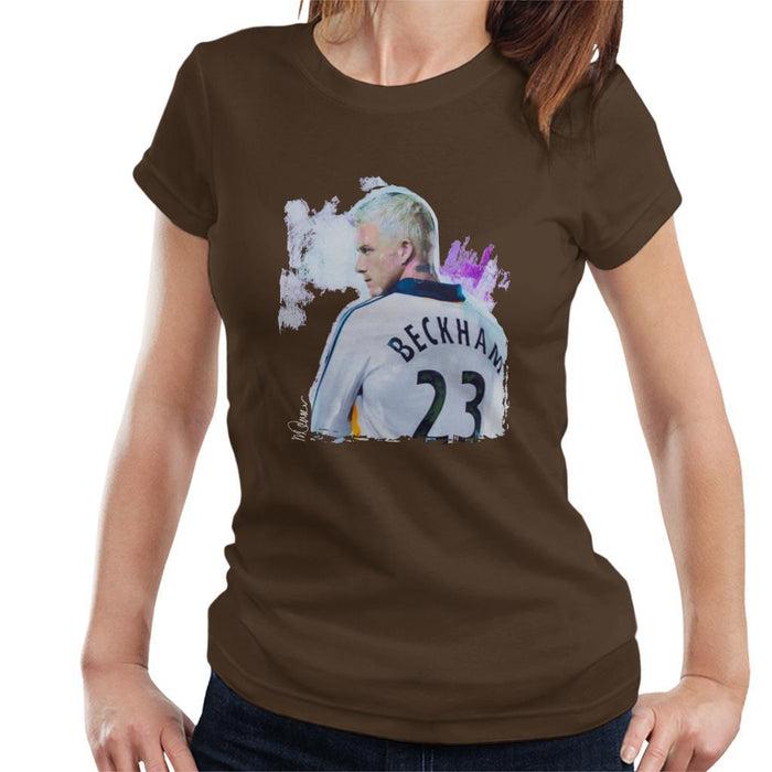 Sidney Maurer Original Portrait Of David Beckham Real Madrid Kit Womens T-Shirt - Womens T-Shirt