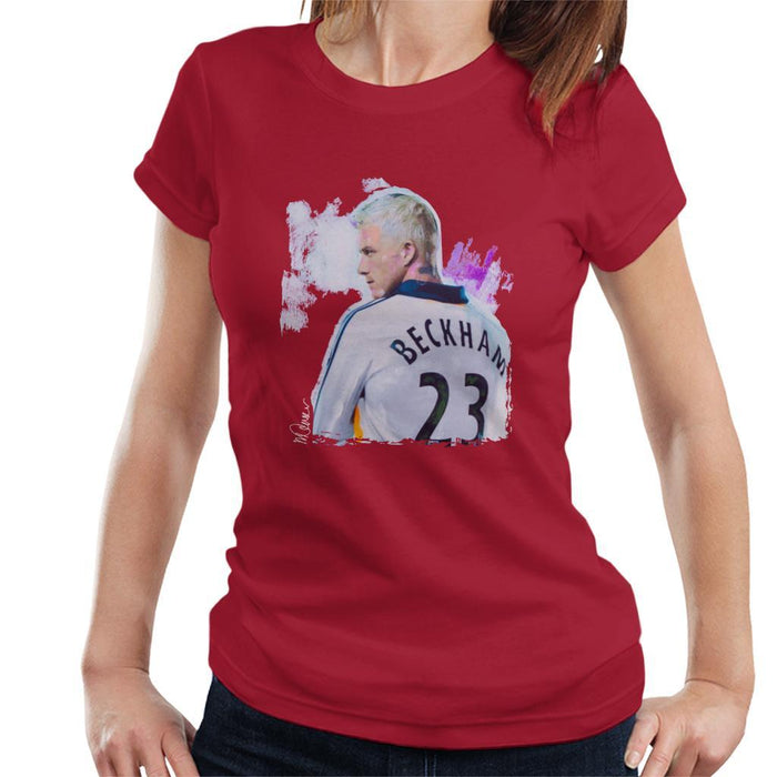 Sidney Maurer Original Portrait Of David Beckham Real Madrid Kit Womens T-Shirt - Womens T-Shirt
