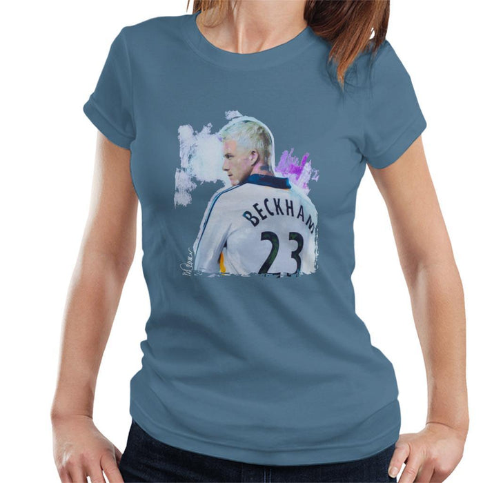 Sidney Maurer Original Portrait Of David Beckham Real Madrid Kit Womens T-Shirt - Womens T-Shirt