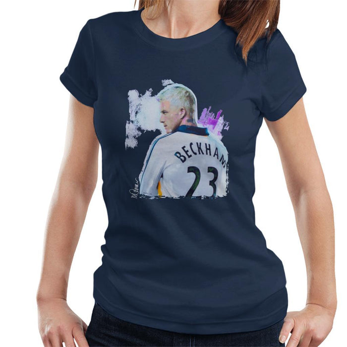 Sidney Maurer Original Portrait Of David Beckham Real Madrid Kit Womens T-Shirt - Womens T-Shirt