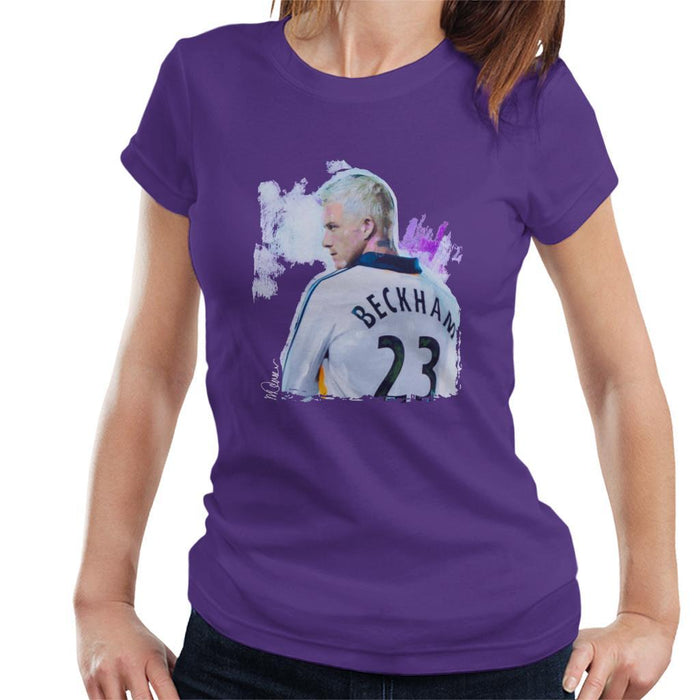 Sidney Maurer Original Portrait Of David Beckham Real Madrid Kit Womens T-Shirt - Womens T-Shirt