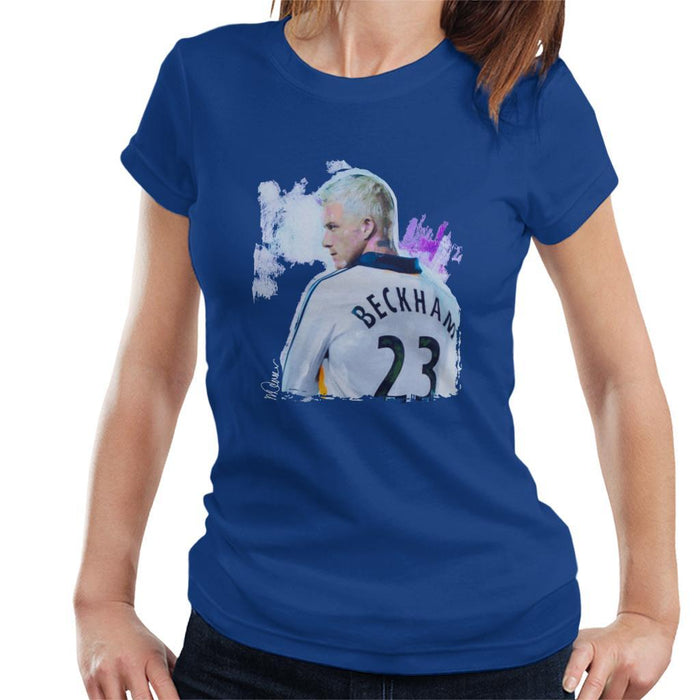 Sidney Maurer Original Portrait Of David Beckham Real Madrid Kit Womens T-Shirt - Womens T-Shirt