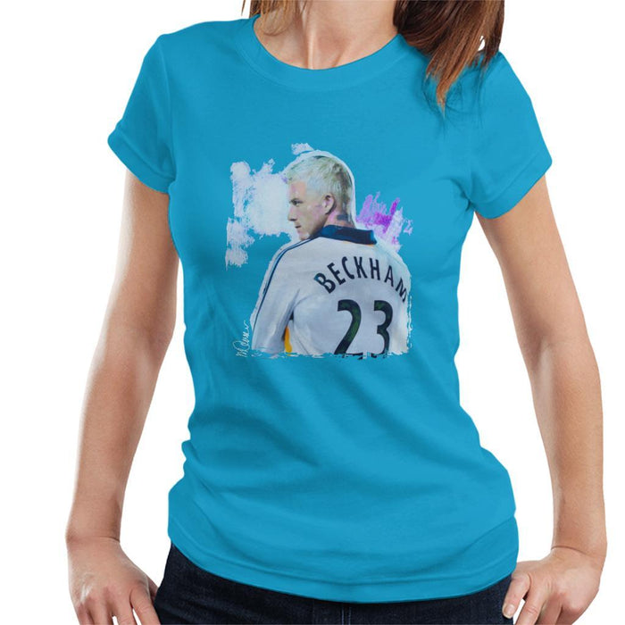 Sidney Maurer Original Portrait Of David Beckham Real Madrid Kit Womens T-Shirt - Womens T-Shirt