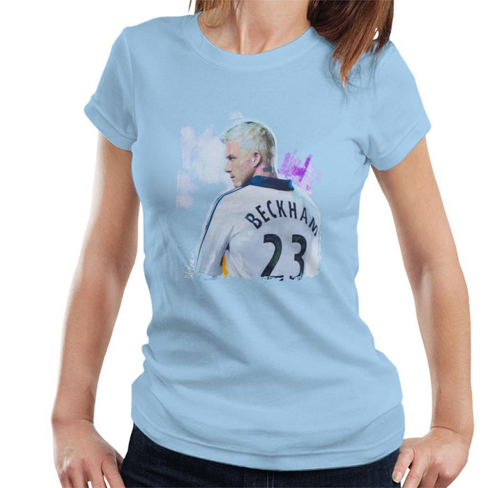 Sidney Maurer Original Portrait Of David Beckham Real Madrid Kit Womens T-Shirt - Womens T-Shirt