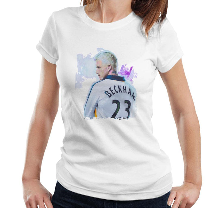 Sidney Maurer Original Portrait Of David Beckham Real Madrid Kit Womens T-Shirt - Womens T-Shirt