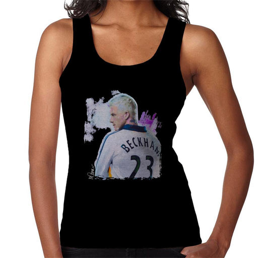 Sidney Maurer Original Portrait Of David Beckham Real Madrid Kit Womens Vest - Womens Vest
