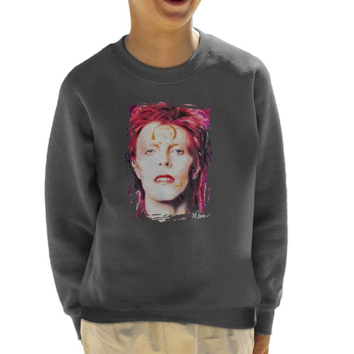 Sidney Maurer Original Portrait Of David Bowie Red Hair Kids Sweatshirt - Kids Boys Sweatshirt